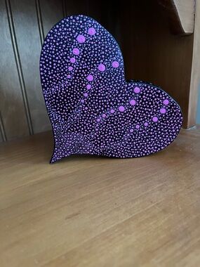 Handpainted Dot Painted Wooden Heart Decor